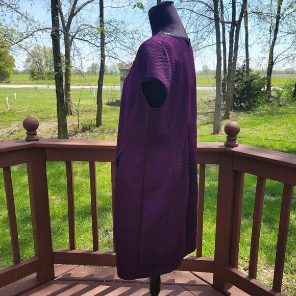 Liz Claiborne Ladies Dress Shift Short Sleeve Round Neck with Pockets Purple XL - Picture 4 of 13